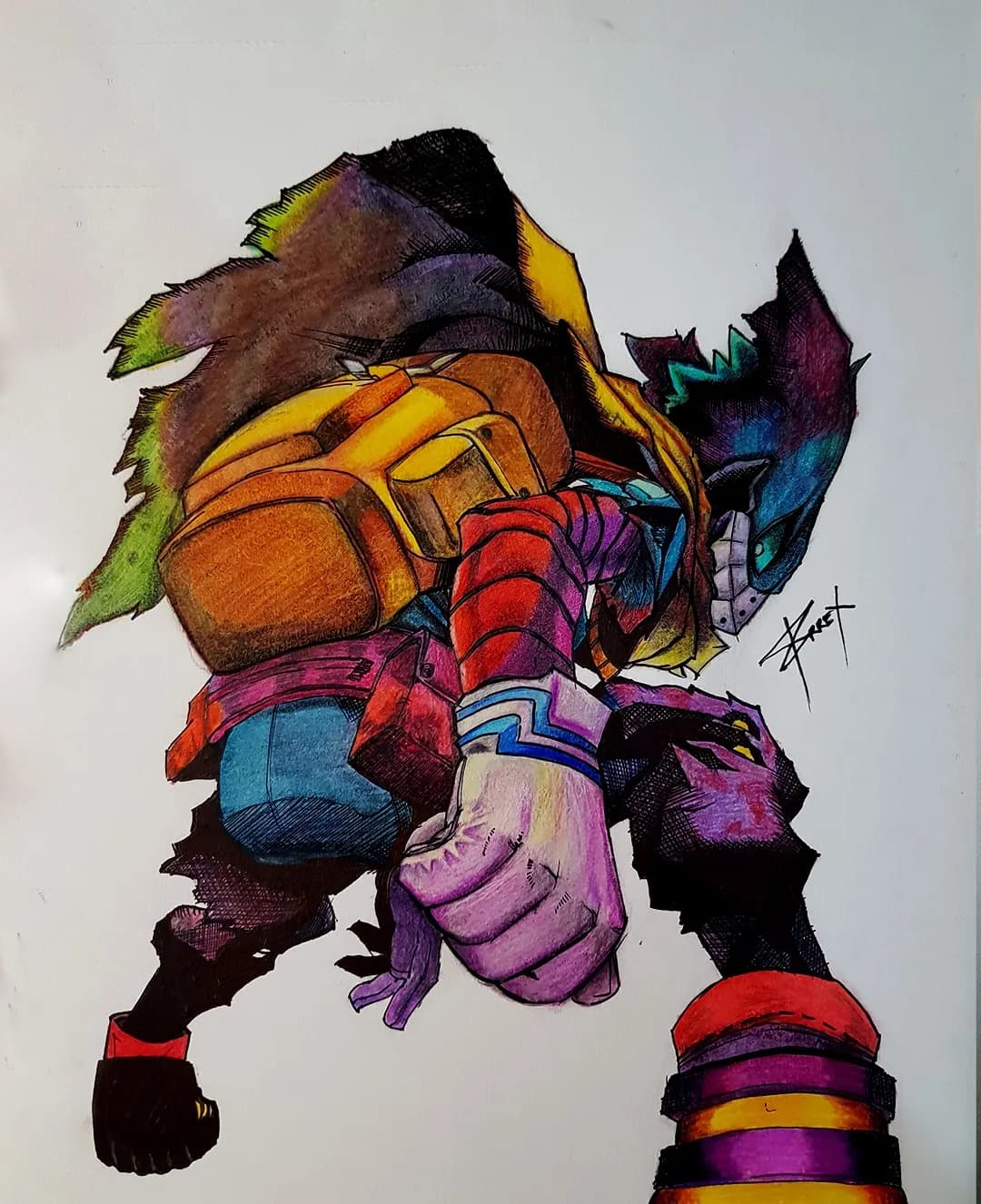 Colored illustration of Deku from My Hero Academia