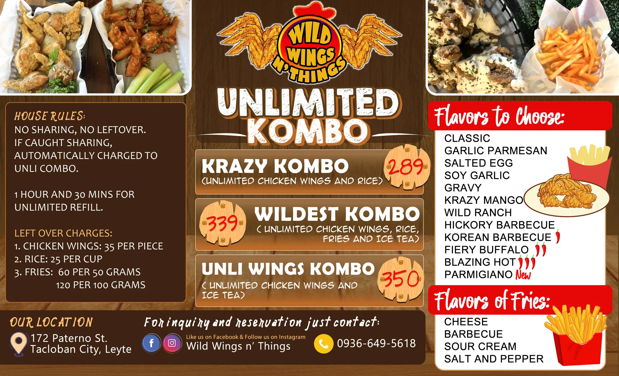 menu design wild wings n things 01