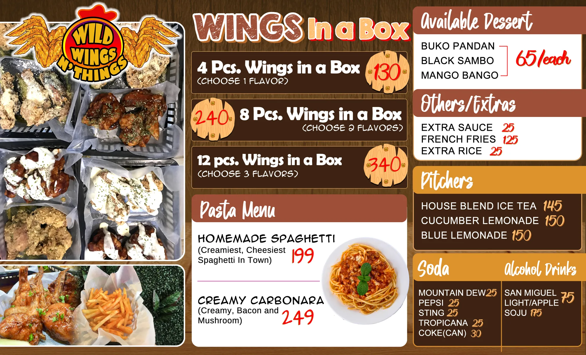 menu design wild wings n things 02