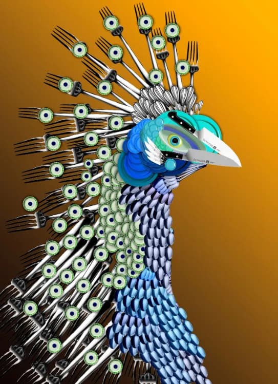 peacock photo layering