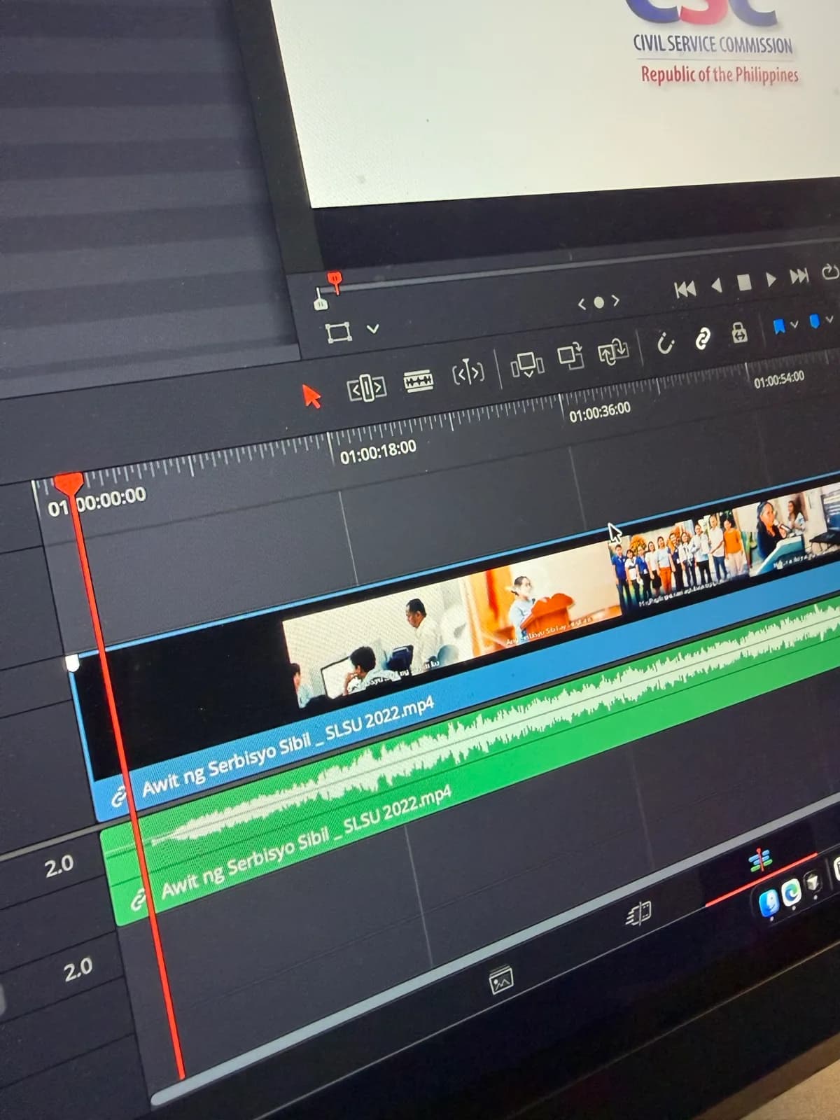 Video editing timeline in DaVinci Resolve